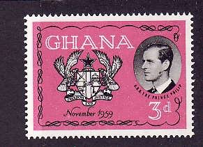 Ghana-Sc#66-unused NH set-Birds-Prince Philip-1959-