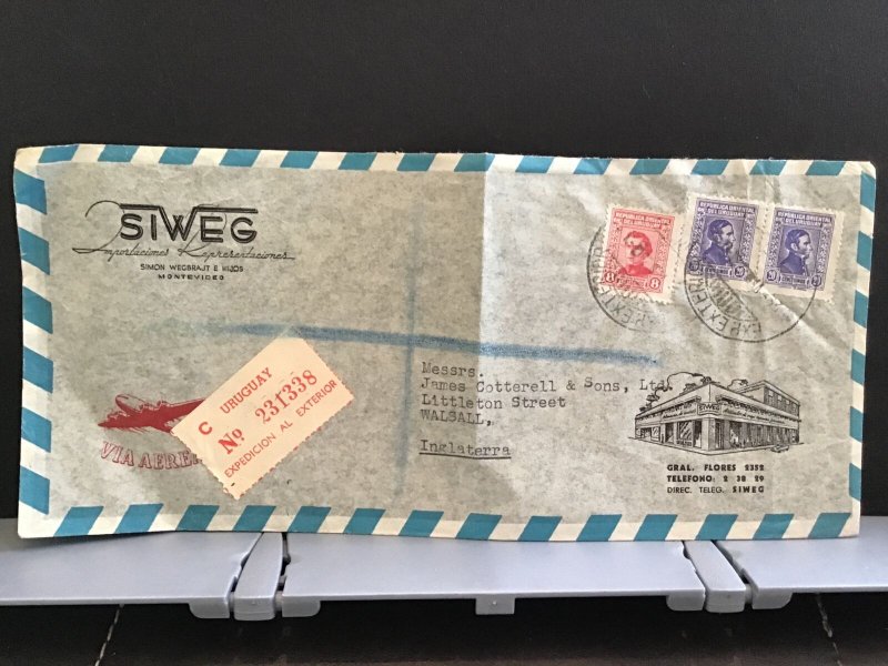 Uruguay Siweg Montevideo Air Mail to England stamps cover R31436