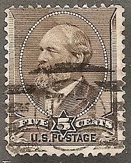 US  205 Used 1882 5c brn Garfield CV $12