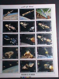 YEMEN -MISSION TO THE MOON- MNH LARGE MINT FULL SHEET-VF-EST.$14