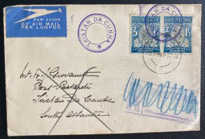 1937 Pretoria South Africa Airmail Cover To Tristan Da Cunha