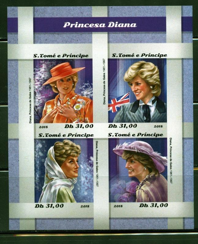 SAO TOME  2018 PRINCESS DIANA  MPERFORATE SHEET  MINT NH