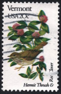 SC#1997A 20¢ State Birds & Flowers: Vermont; Perf 11¼ x 11 (1982) Used/Fault