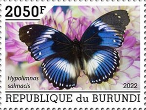 Burundi - 2022 Blue Diadem Butterfly - Stamp - BUR2201064a