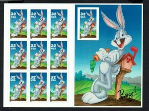 United States: 1997, Bugs Bunny, Cartoon Character, MNH includes M/S