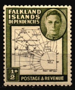 Falkland Island Dependencies -  Unused Hinged Scott 1L1 Redrawn map