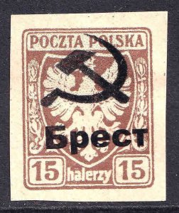 POLAND 66 BREST OVERPRINT NO GUM AS ISSUED VF SCARCE