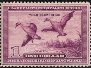 US #RW5 $1 Light Violet Duck Stamp MINT NH SCV $425.00
