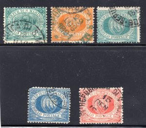 SAN MARINO 1877-89 SCOTT # 1,4,7,8,11  F-VF USED 10C WITH ROUNDED CORNER