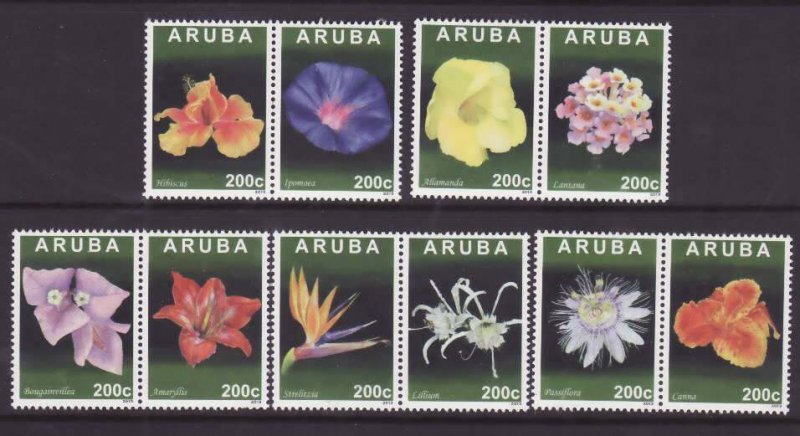 Aruba-Sc#430a-j- id5-unused NH set-Flowers-2013-
