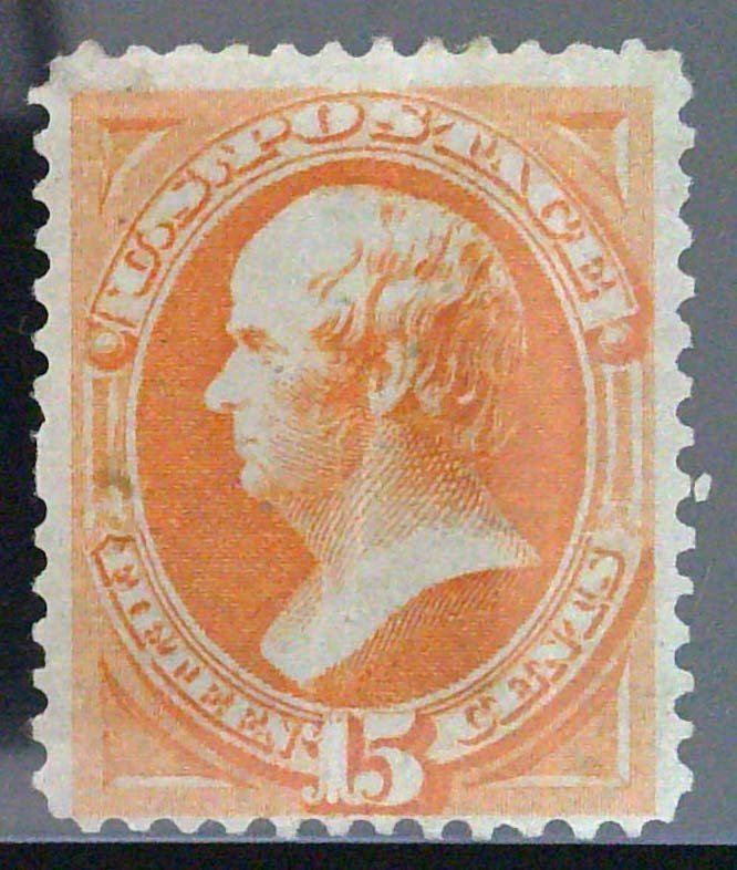 US Scott #163 - 15c Yellow Orange - Webster - OG - 2021 APS cert - 1873