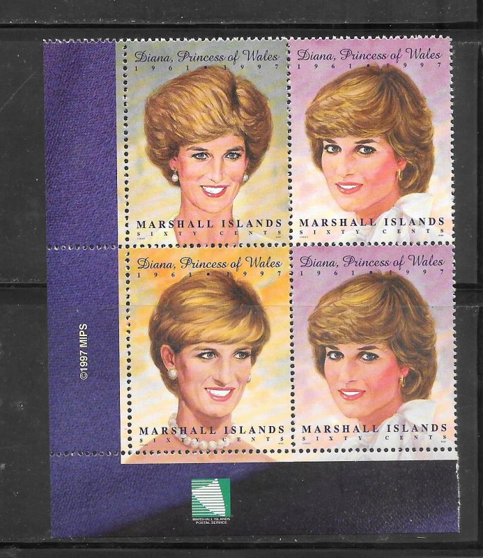 Marshall Islands #645 MNH Copy Block of 4 Princess Diana (12758)