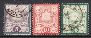 Persia Iran 1882 Sun Set of 3 Engraved Used-Mint #50-52 CV$150