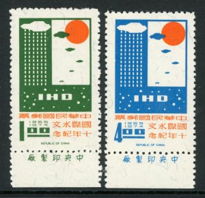 Free China 1968 Taiwan Hyrological Decade Sc #1570-71 Inscription Singles K434