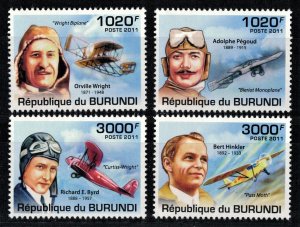 BURUNDI 2011 - Great aviators / complete set MNH