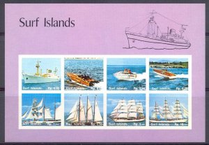 SURF ISLANDS - Ships - Imperf 8v Sheet  - M N H - Private Issue