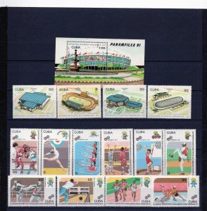 CUBA 1991 SPORTS/PAN AMERICAN GAMES SET OF 14 STAMPS & S/S MNH