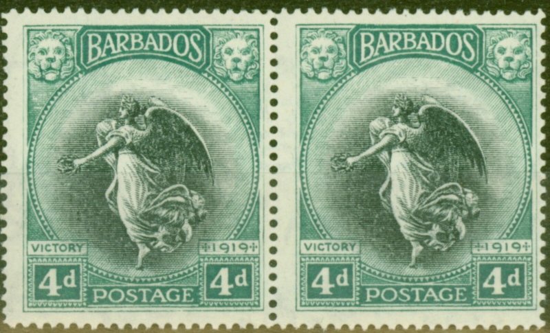 Barbados 1920 4d Black & Blue-Green SG207 V.F LMM Pair