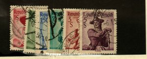 Austria #538-9,543,546,551,554 used