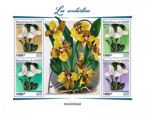 Niger - 2022 Orchids, Lycaste Skinneri - 4 Stamp Sheet - NIG220454a9