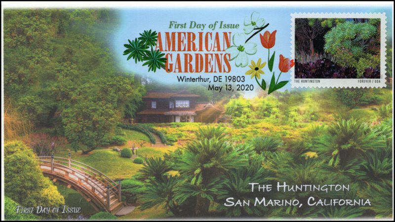 20-119, 2020, American Gardens, Digital Color Postmark, First Day Cover, The Hun