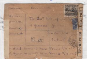 Russia Postal History Registered Censored Cover To London X9471