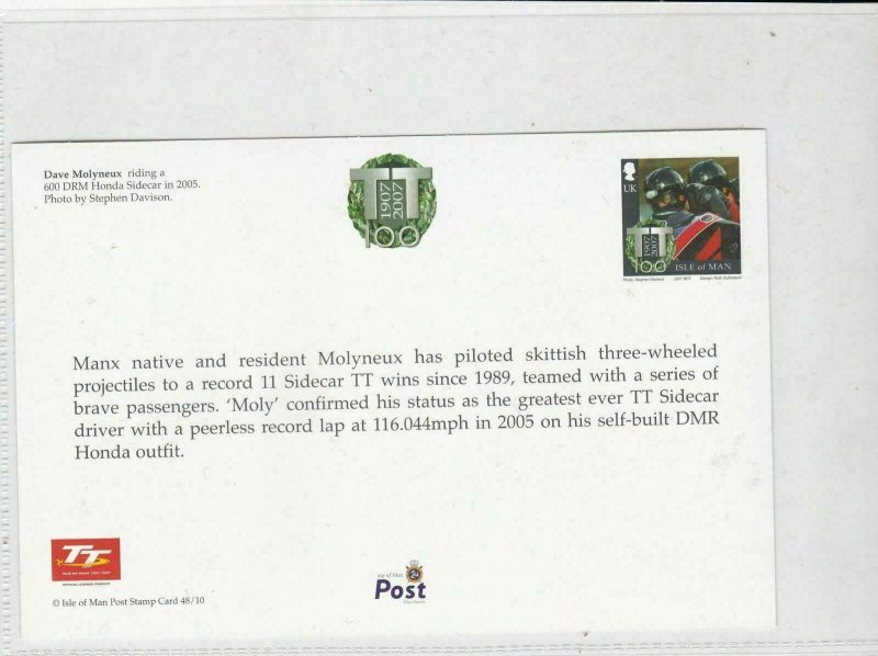 Isle of Man TT 100 Years Centenary Dave Molyneux Post Stamps Card ref R 16766