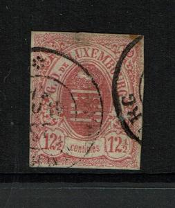 Luxembourg SC# 8, Used, center and top thin, small top tear - S773