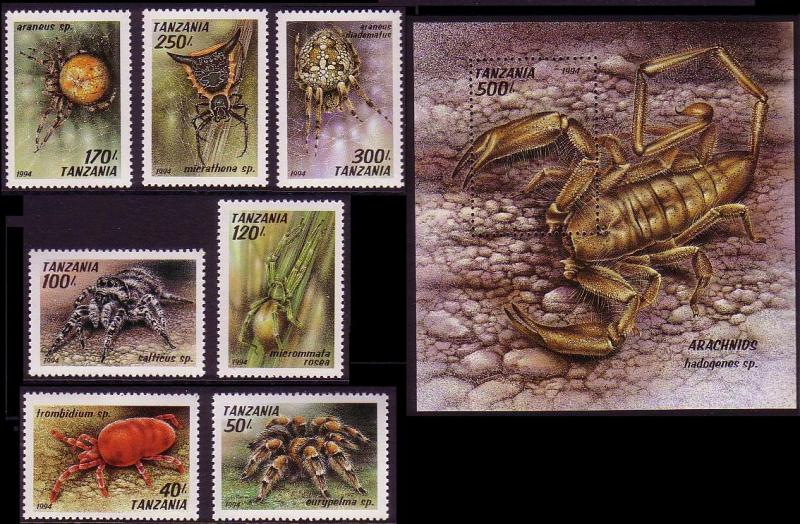 Tanzania Arachnids 7v+MS SG#1830-MS1837 MI#1798-1804+Block 255