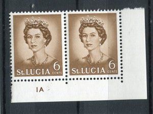 ST.LUCIA; 1960s early QEII pictorial issue MINT MNH Sheet CORNER PAIR