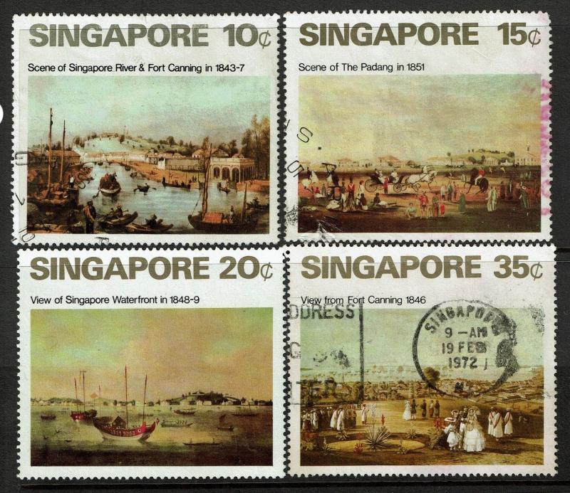 Singapore SC# 144-147, Used, 146 Mint Never Hinged, 145 bottom tear - S967