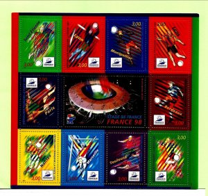 FRANCE Sc 2624a NH MINISHEET OF 1998 - SOCCER WORLD CUP - (CT5)