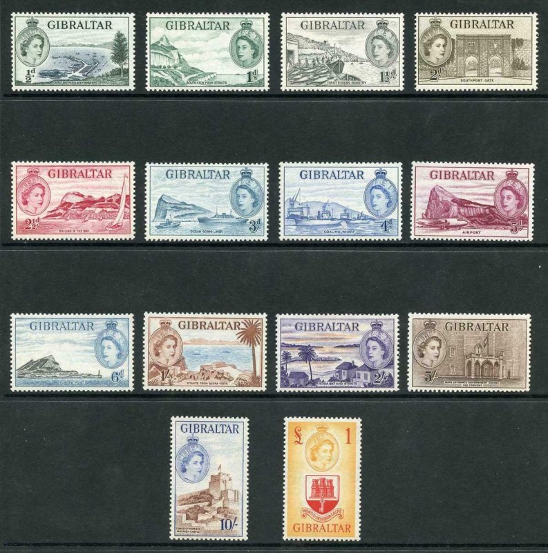 Gibraltar SG145/58 1953 Set (5/- tiny corner bend) U/M