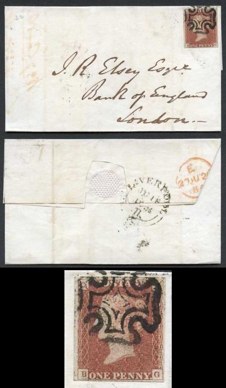 1841 Penny Red (BG) Plate 22 on Cover