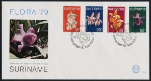 Surinam 520-3 on FDC - Flowers