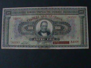 GREECE-1926-NATIONAL BANK -1000 DRACHMAI-LT-CIRCULATED-VF-98 YEARS OLD