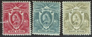 UGANDA 1898 QV ELEPHANTS 1A 3A AND 8A 