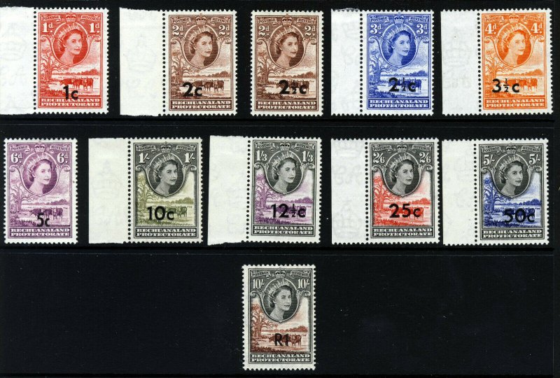 BECHUANALAND PROTECTORATE QE II 1961 New Currency Surcharges SG 157 - 167 MNH/MH