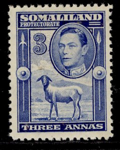 SOMALILAND PROTECTORATE GVI SG96, 3a bright blue, M MINT. Cat £18.