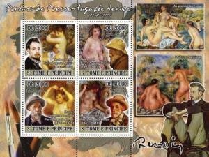 Sao Tome & Principe 2008 AUGUSTE RENOIR Paintings Sheet Perforated Mint (NH)