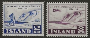 Iceland 271-72  1951  set 2  fine mint  hinged