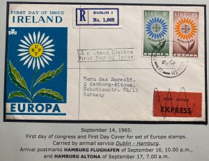 1964 Dublin Ireland Airmail First Day Cover To Germany Aviation & Space Congress