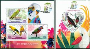 Parrots Birds Animals Fauna Madagascar MNH stamp set ODD SHAPE