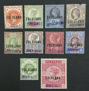 MOMEN: ZULULAND SG #1s-11s SPECIMEN 1888 MINT OG H LOT #191501-700