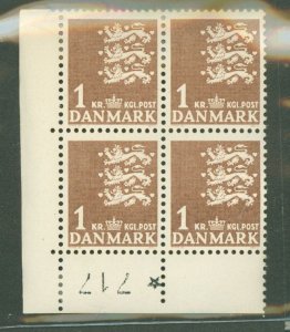 Denmark #297 Unused Plate Block