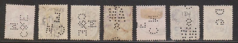 GREAT BRITAN Scott # 134 Used - King Edward VII Perfin Lot - Some With Faults