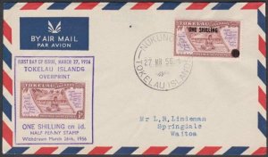 TOKELAU IS 1956 1/- OVERPRINT FDC, Nukunono cds.............................N682