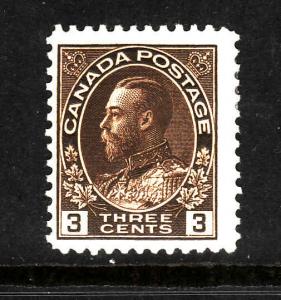 Canada-Sc#108-Unused 3c brown Admiral-hinge remnant-1918-