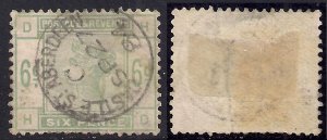 GB 1883 - 84 QV Dull Green 6d used stamp SG 194 CV £240 (D & H) ( B151 )