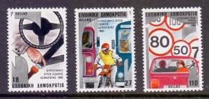 Greece #1565-1567 MNH 1986  European road safety year complete